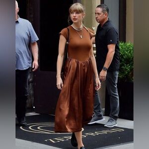 Brown Cap Sleeve Dress